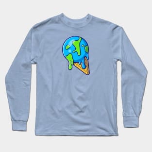 Ice Cream Earth Drip Melted Cartoon Long Sleeve T-Shirt